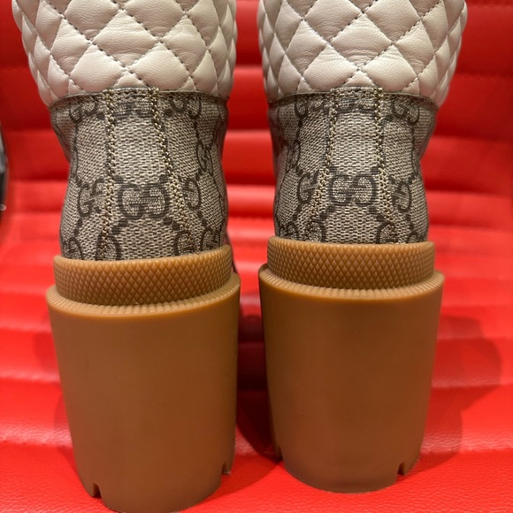 Gucci Women's Lace-Up White and Tan Boots - Picture 3 of 6